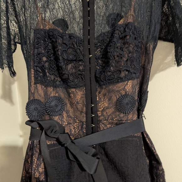 Byron Lars Sheer Black Lace Midi Dress - Picture 2 of 6